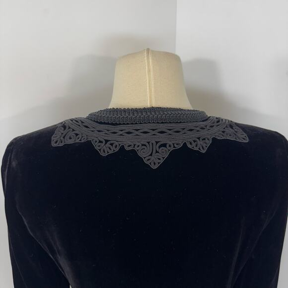 Lafayette 148 Velvet Embroidery Blazer Jacket in Black Silk Blend Long Sleeves 6 - Picture 9 of 12